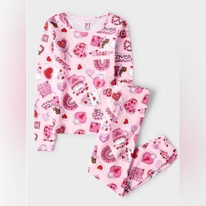 Children’s place pj’s Valentine Day Doodles Girls Sz 10 Pink Cotton Snug Fit